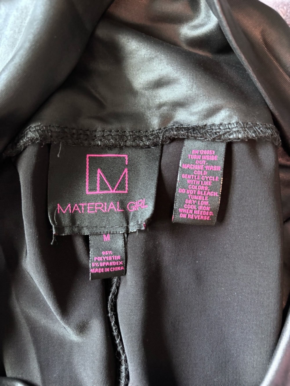 Material Girl Faux Leather Leggings Black High Waist Y2K Chic Size Medium - Picture 6 of 6